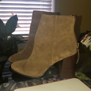 brown suede ankle booties